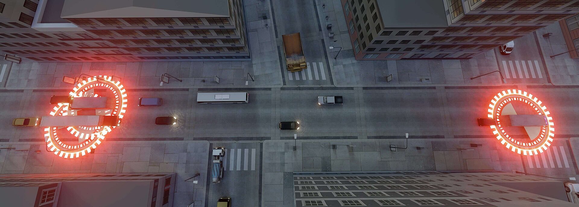 Kreuzung mit V2X-Signalen.