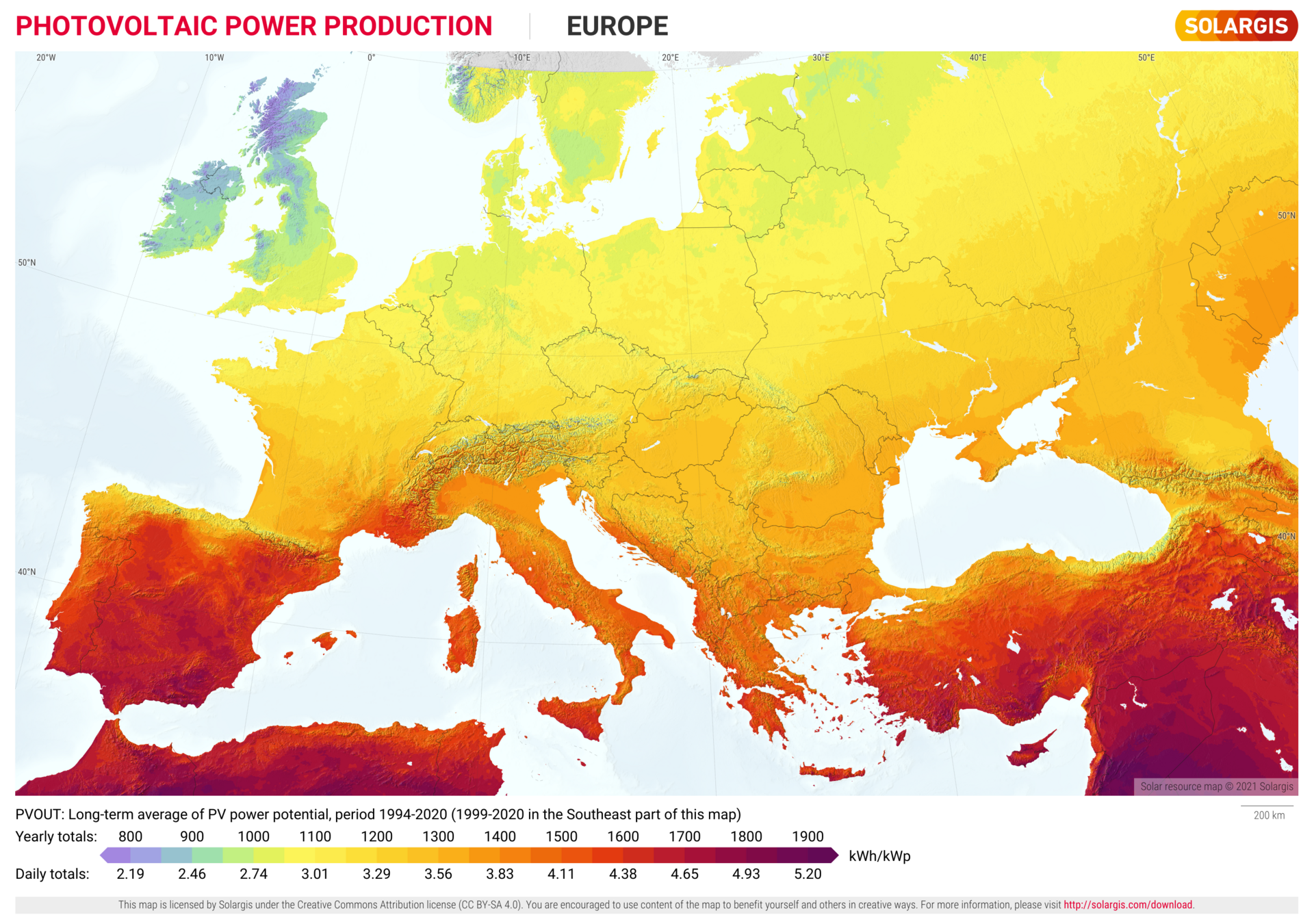 Solar Resources Maps of Europe