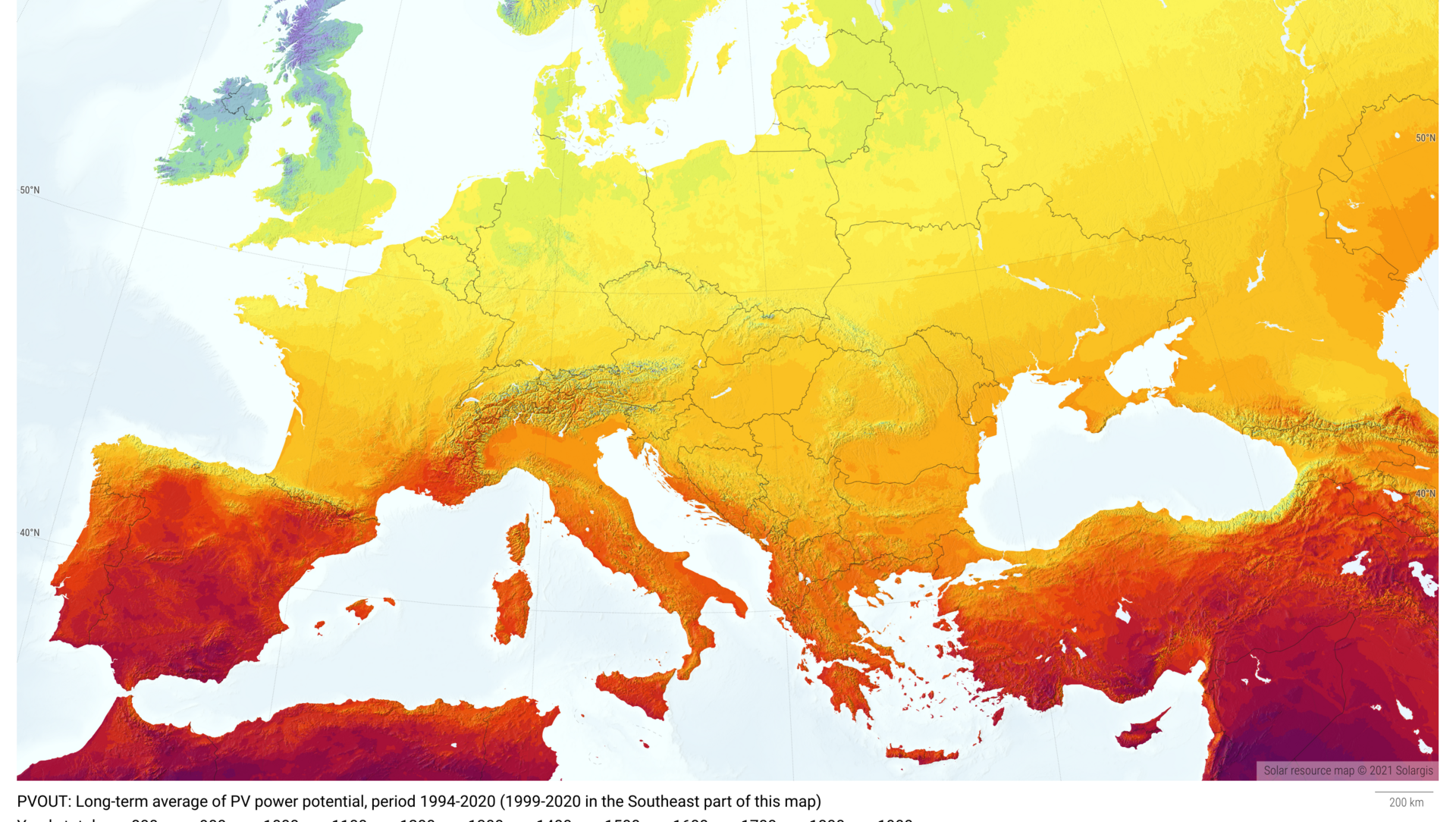 Solar Ressourcen Karten von Europa