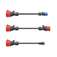 Adapterset: go-e Charger Gemini flex 22 kW auf CEE blau 16A, CEE rot 32A und Haushaltsstecker